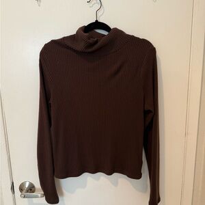 Aritzia Brown Ribbed Turtleneck Sweatshirt